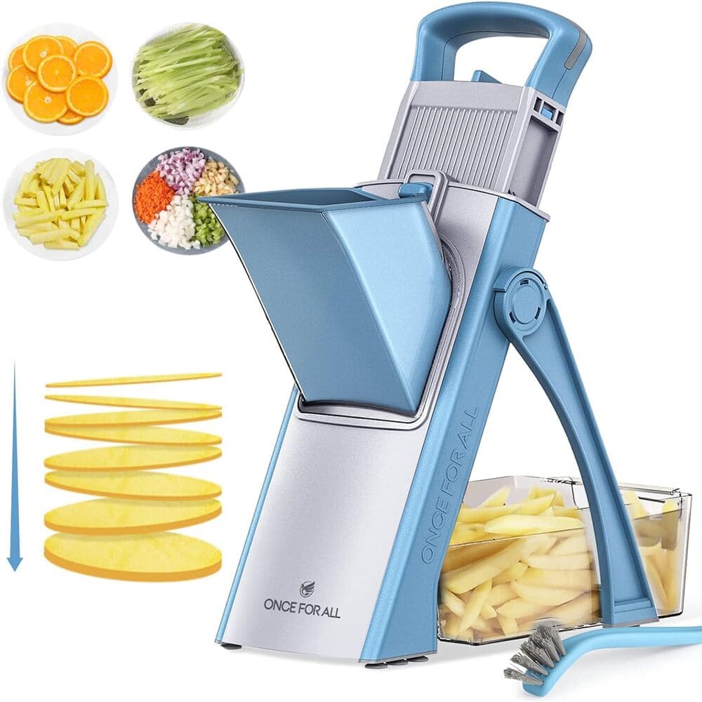 Upgrade Your Kitchen with ONCE FOR ALL Safe Mandoline Slicer – 4-in-1 Veggie Chopper!