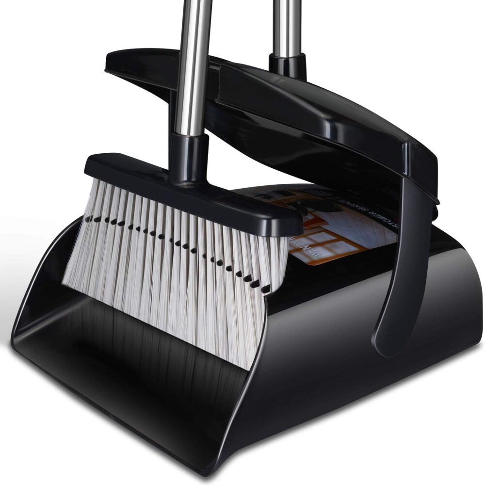 Beimu Upright Broom and Dustpan Set with Lid – Long Handle, Indoor Use| Wiloria