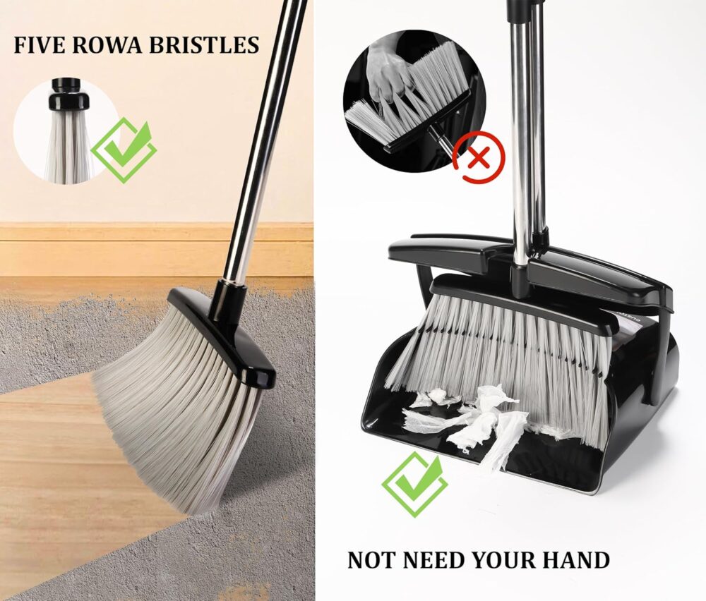 Beimu Upright Broom and Dustpan Set with Lid – Long Handle, Indoor Use| Wiloria - Image 4
