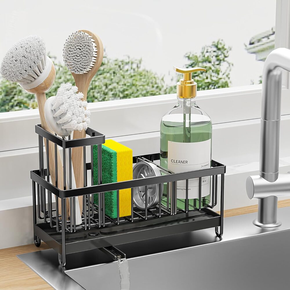 Cisily Black Sink Caddy – Rustproof Kitchen Organizer | Wiloria