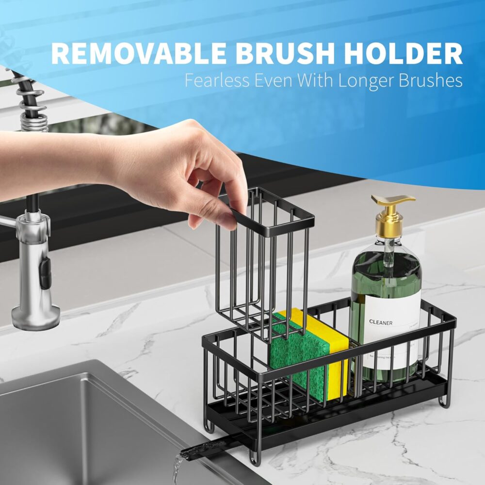 Cisily Black Sink Caddy – Rustproof Kitchen Organizer | Wiloria - Image 3