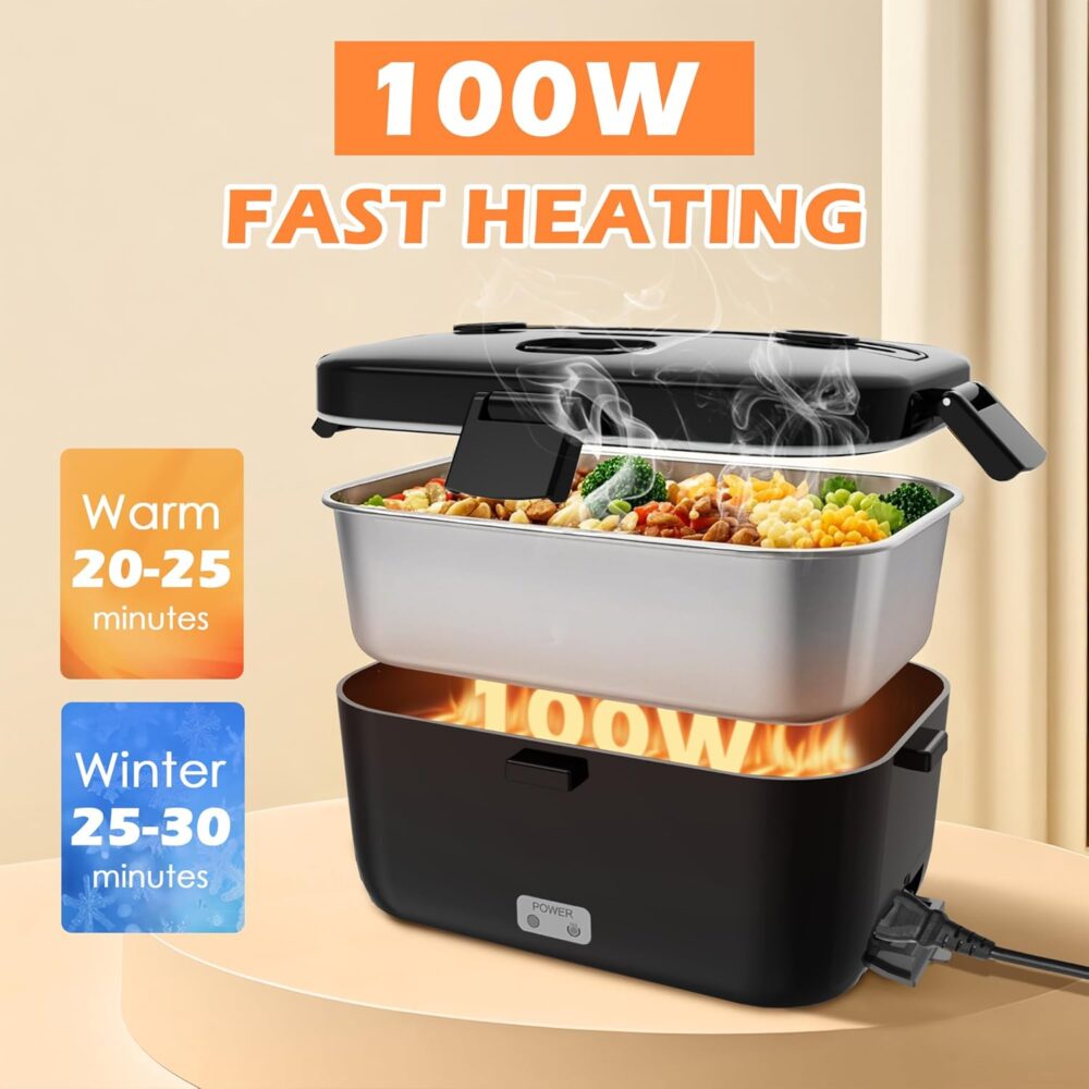 Electric Lunch Box 100W – Portable Heated Food Warmer (1.8L) | Wiloria