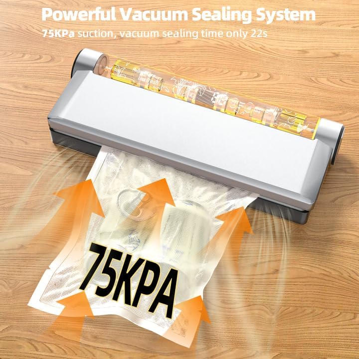 GJX Silver Vacuum Sealer – 75KPA, Dry/Wet Modes, 20 Bags   | Wiloria