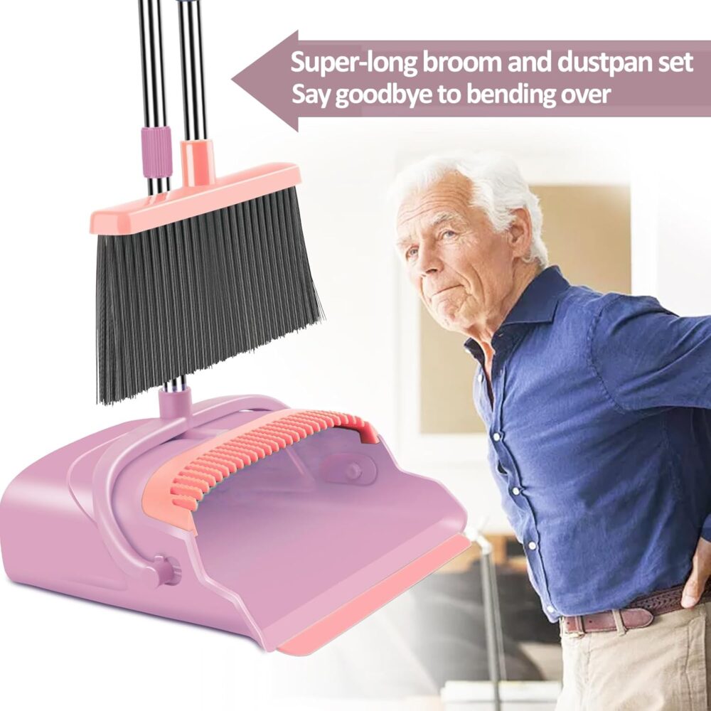 Kelamayi Pink Broom and Dustpan Set – Stand Up, Extendable Handle  | Wiloria - Image 6