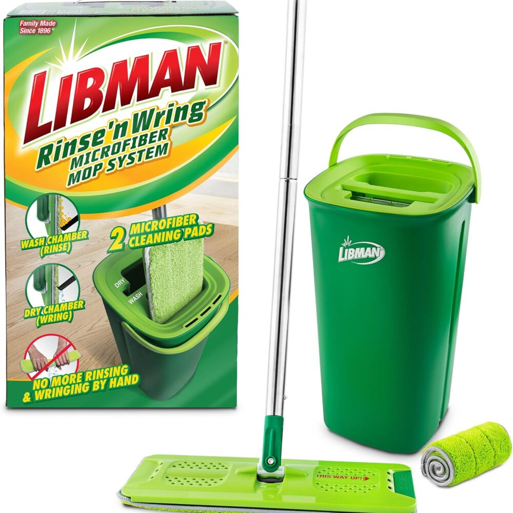 Libman Rinse ‘n Wring Mop Set – Dual Chamber, Microfiber Pads | Wiloria