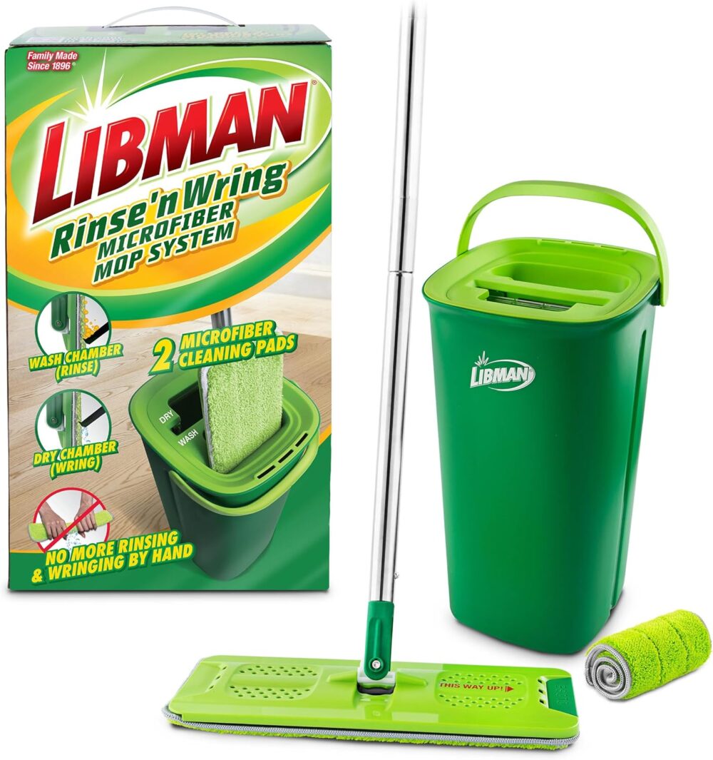 Libman Rinse 'n Wring Mop Set – Dual Chamber, Microfiber Pads | Wiloria