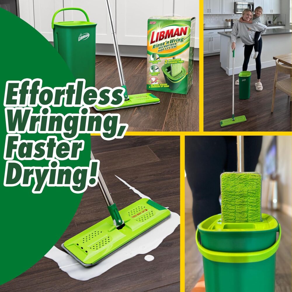 Libman Rinse 'n Wring Mop Set – Dual Chamber, Microfiber Pads | Wiloria - Image 5