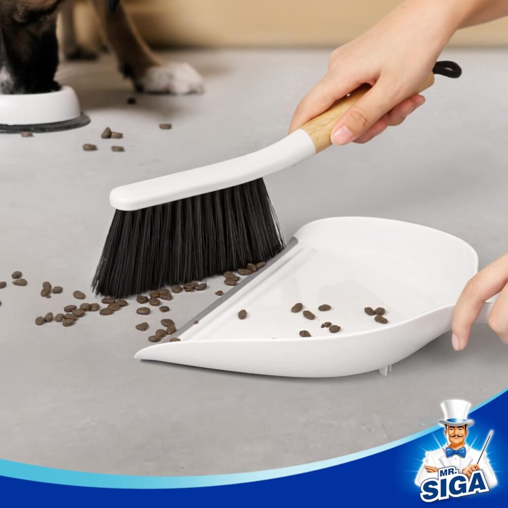 MR.SIGA Portable Dustpan & Brush Set – Bamboo Handle, White | Wiloria - Image 4