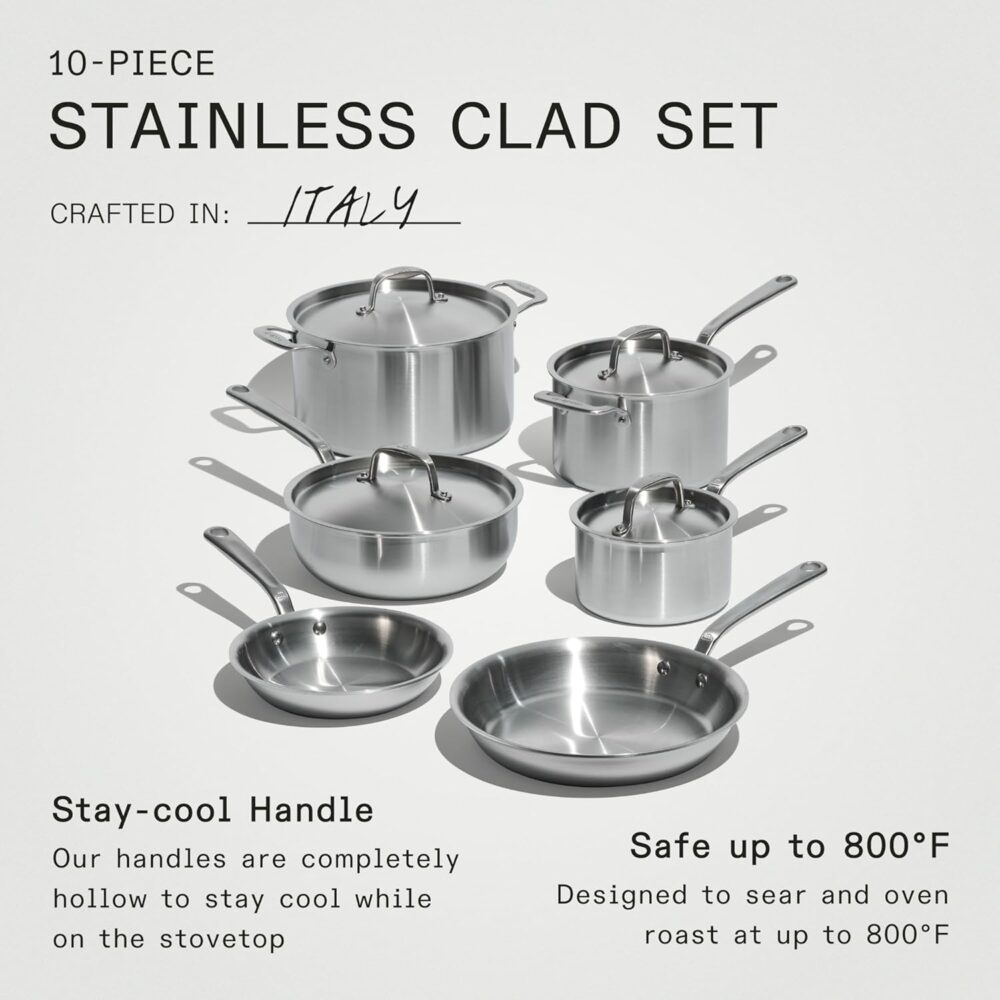 Made In 10-Piece Stainless Steel Cookware Set | Pro-Grade, 5-Ply, Made in Italy |Wiloria🍳🇮🇹 - Image 3