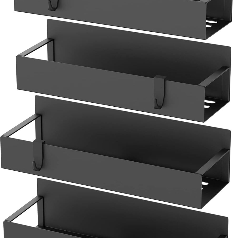 Magnetic Spice Rack – 4-Pack Fridge Organizer, Black Metal | Wiloria