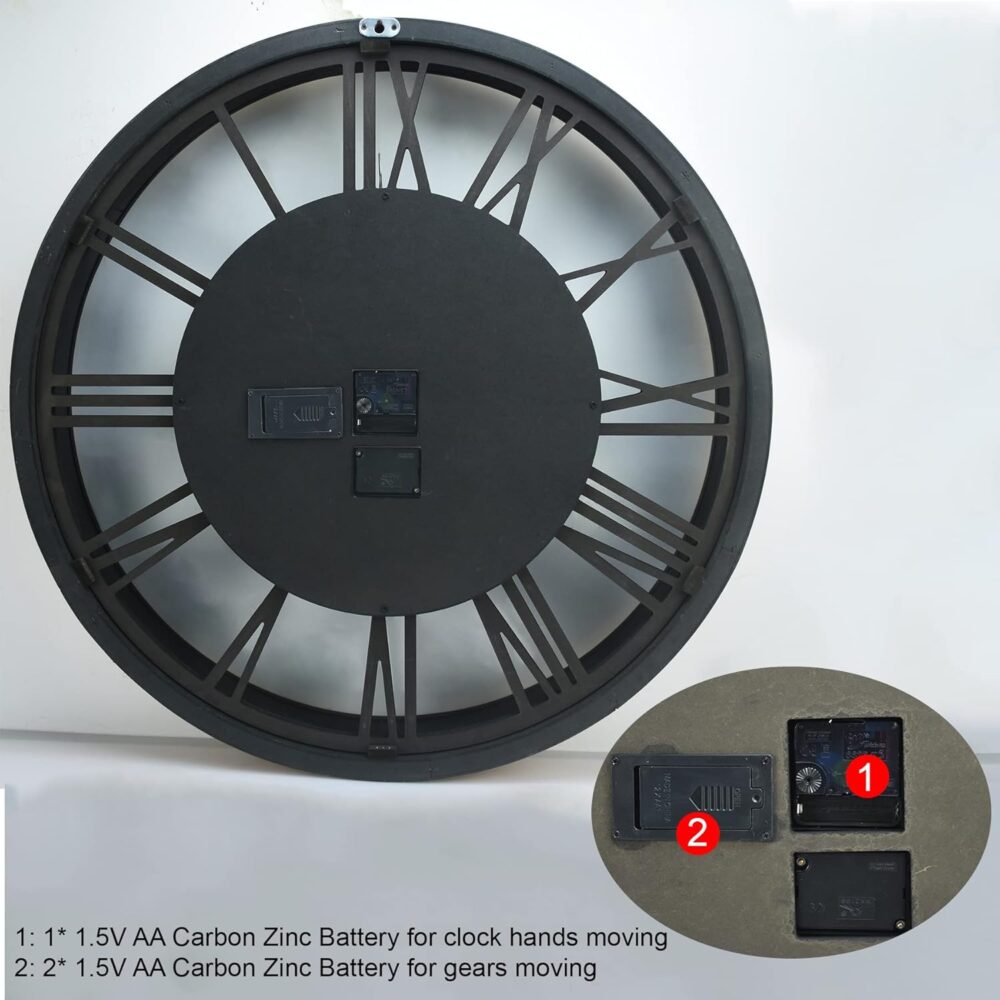 Oversized 27" Real Moving Gears Wall Clock – Rustic Elegance in Motion  | Wiloria - Image 2