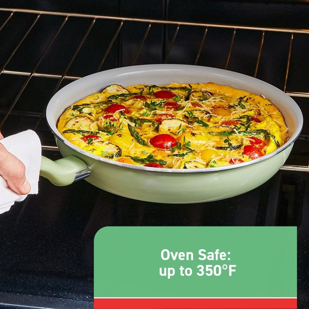 T-fal Recycled Ceramic Nonstick Cookware Set 12 Piece | Eco-Friendly Pots & Pans for Healthy Cooking  | Wiloria - Image 4
