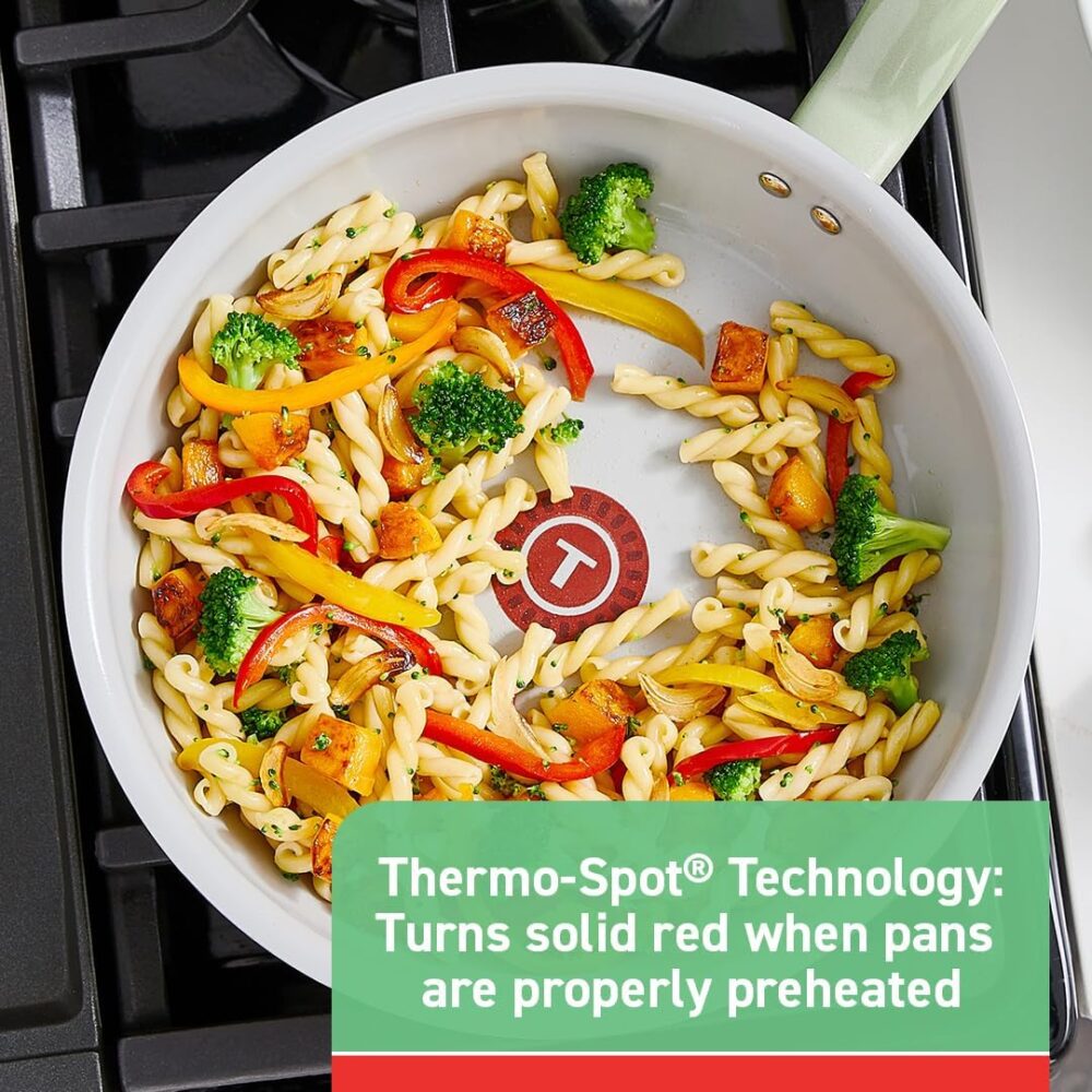 T-fal Recycled Ceramic Nonstick Cookware Set 12 Piece | Eco-Friendly Pots & Pans for Healthy Cooking  | Wiloria - Image 3