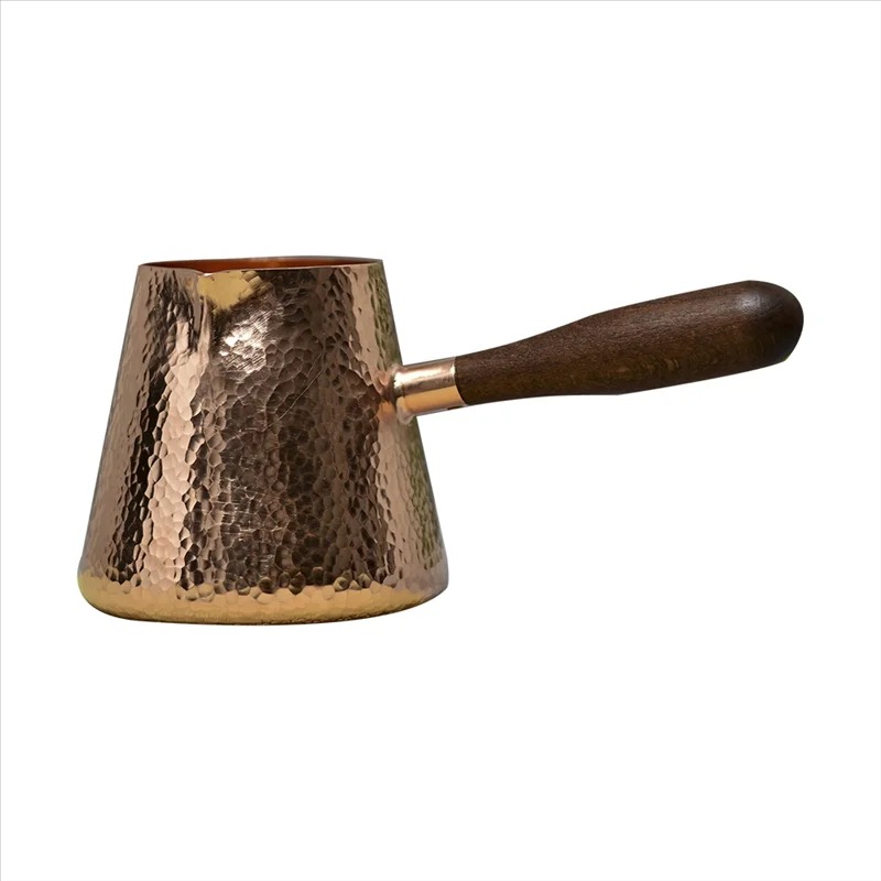 ABUI 500ml Pure Copper Latte Pitcher – Wooden Handle Hammered Milk Jug  | Wiloria