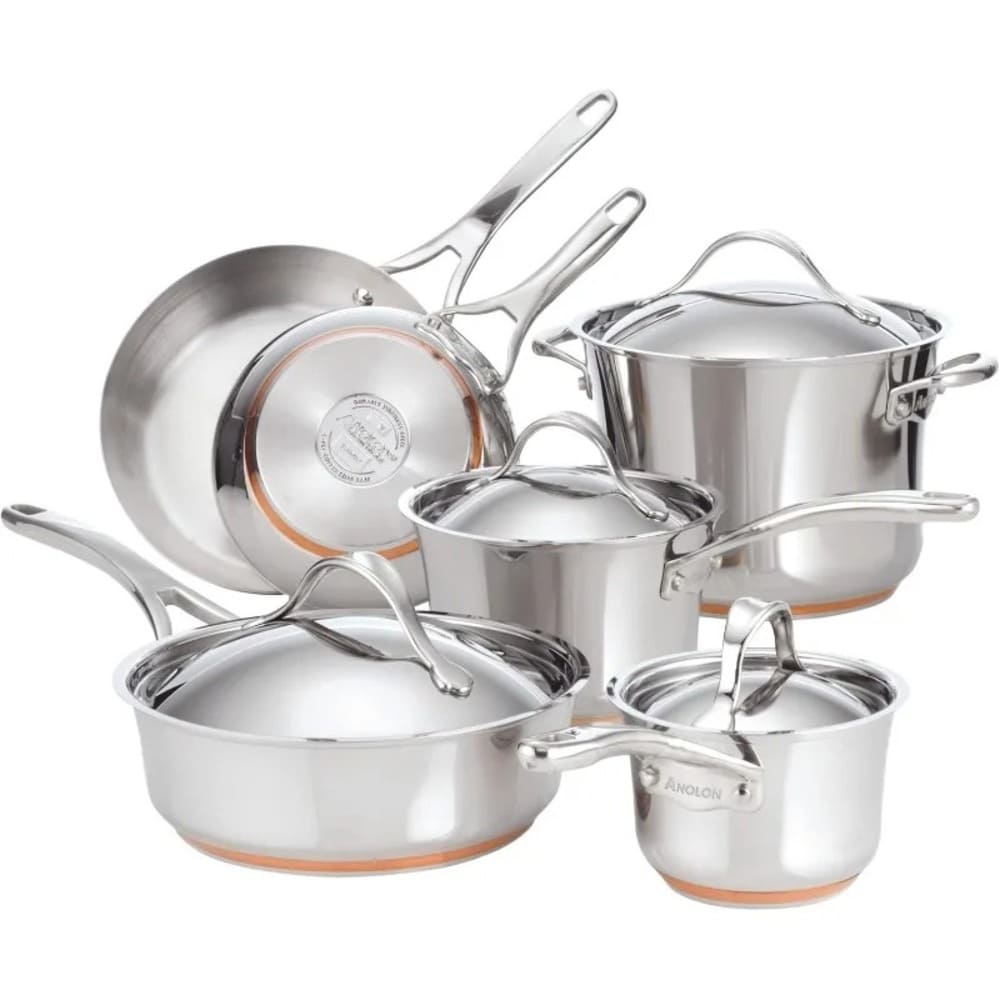 Anolon Nouvelle Stainless Steel Cookware Set – 10 Piece Premium Collection  | Wiloria