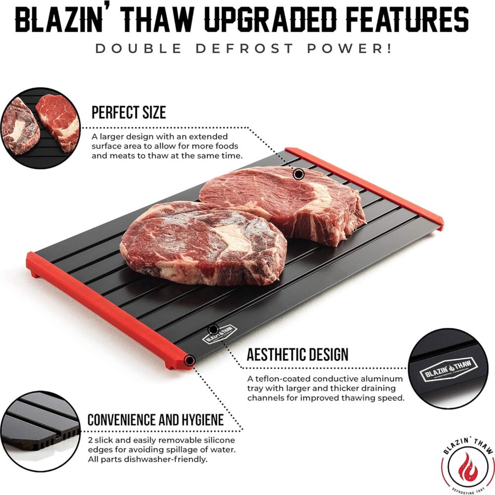 BLAZIN’ THAW 16″ Family-Size Aluminium Defrosting Tray – Fast, Natural Thawing | Wiloria
