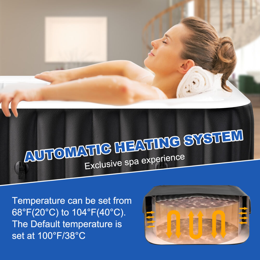 Inflatable Hot Tub with Heater Pump, Filter & Side Table – Portable Outdoor Spa  | Wiloria