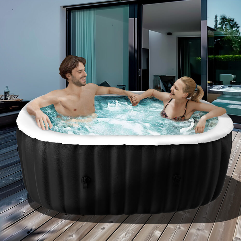 Inflatable Hot Tub with Heater Pump, Filter & Side Table – Portable Outdoor Spa  | Wiloria