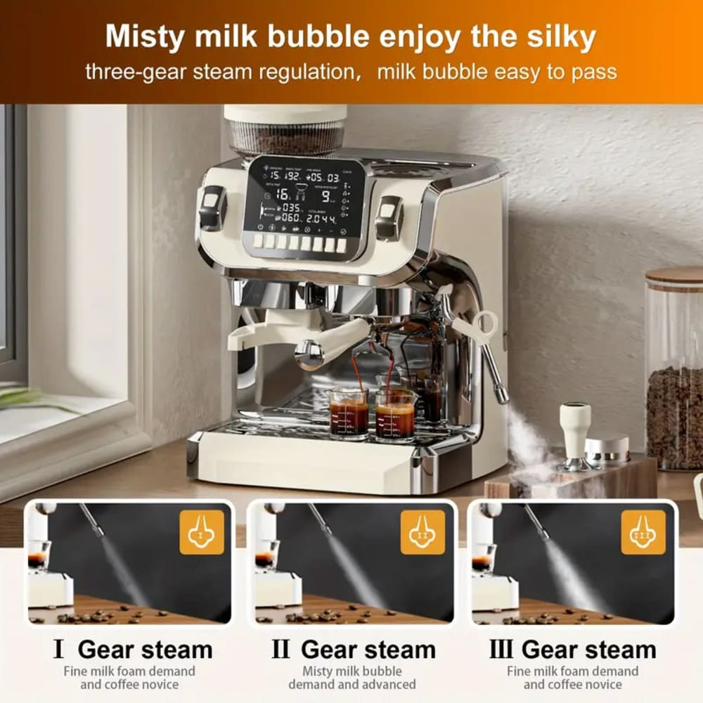 Mcilpoog TC520 Espresso Machine – 15 Bar, Built-in Grinder & Milk Frother  | Wiloria