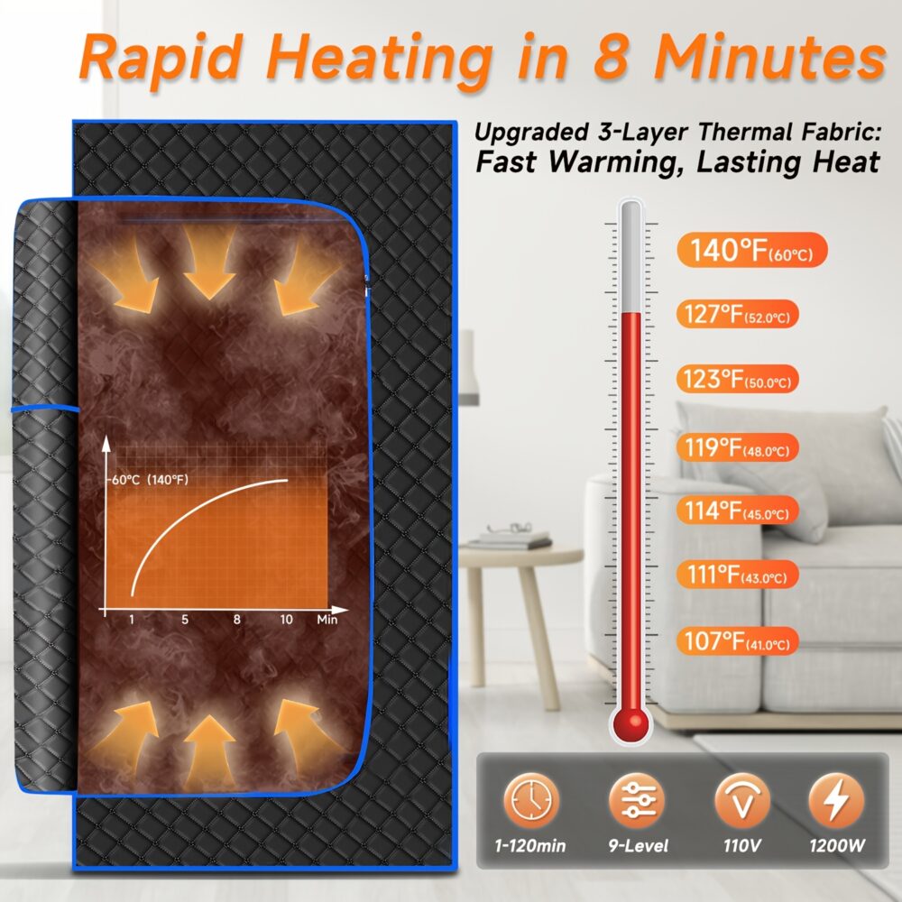 Portable Home Sauna Box with Steam Generator & Remote Control – Full Body Spa Tent  | Wiloria - Image 3