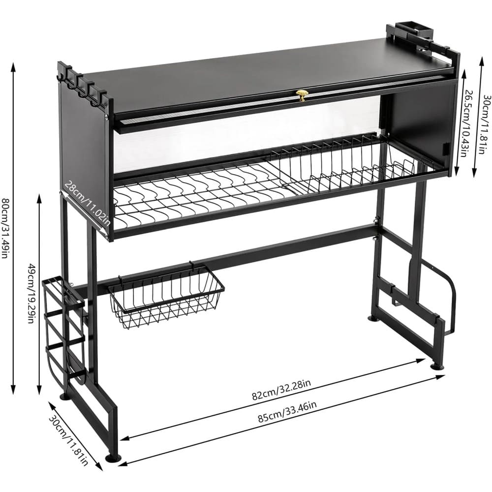 Space-Saving Kitchen Countertop Storage Rack – Modern Black Carbon Steel Design  | Wiloria