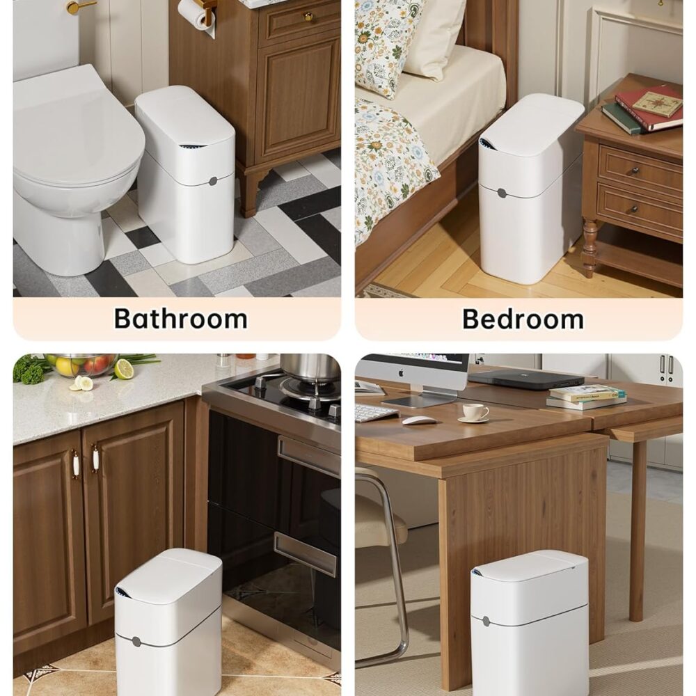 TIME Touchless Automatic Bathroom Trash Can – 3 Gallon Slim Smart Bin  | Wiloria