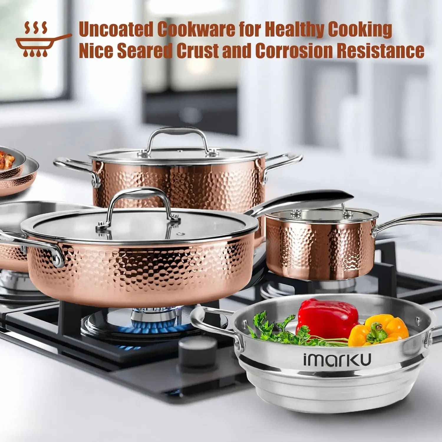 Tri-Ply Clad 14PCS Stainless Steel Cookware Set – Induction & Oven Safe ...