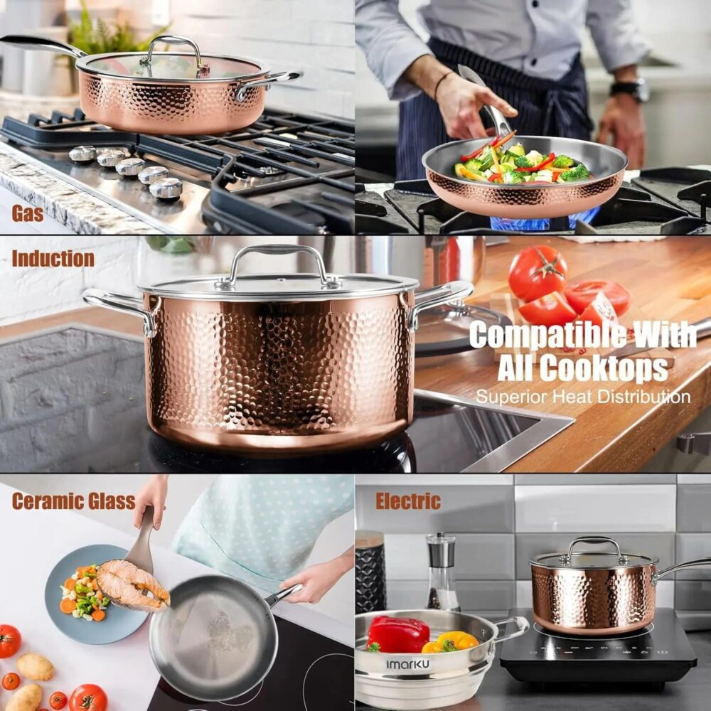 Tri-Ply Clad 14PCS Stainless Steel Cookware Set – Induction & Oven Safe  | Wiloria - Image 3