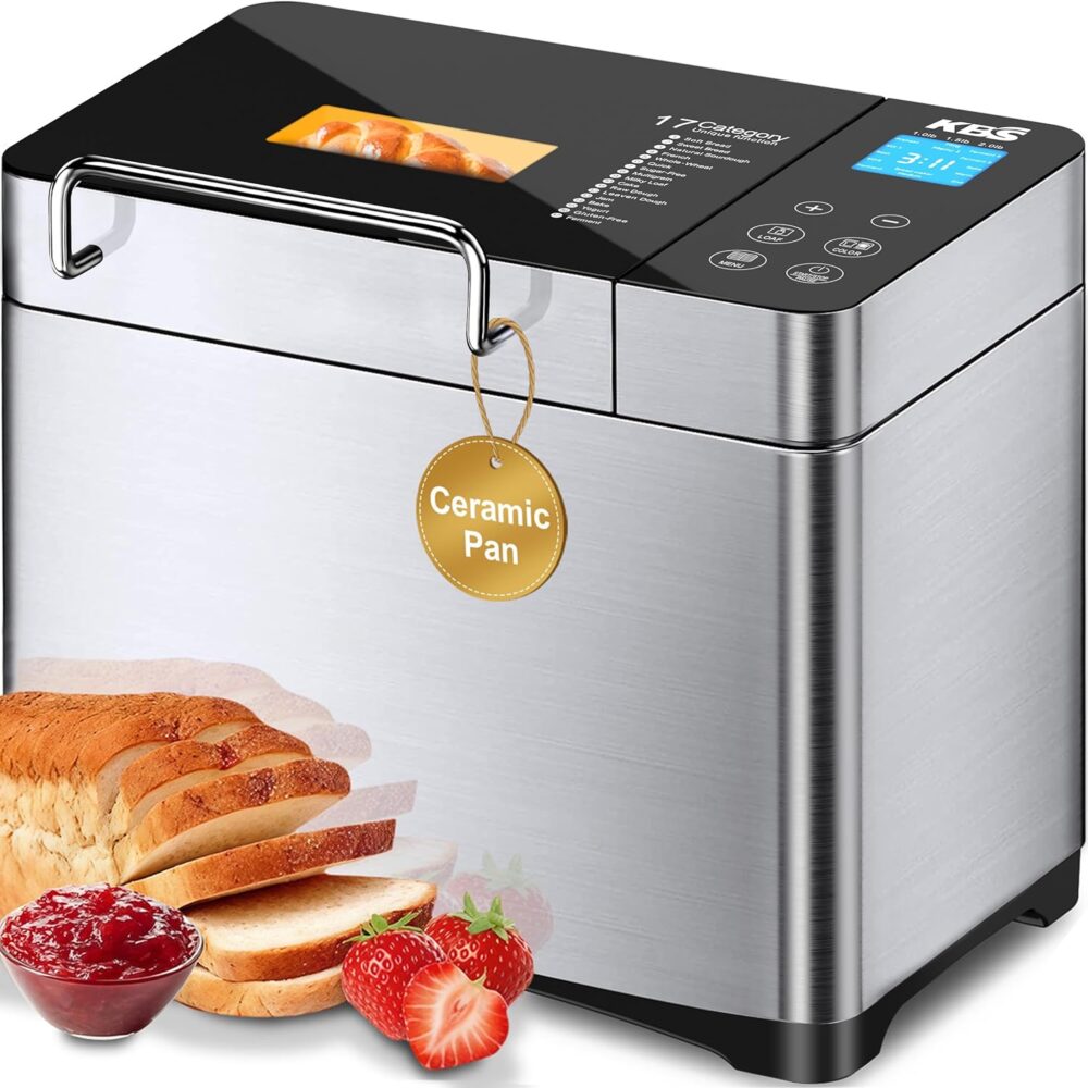 Wiloria | KBS Pro Stainless Steel Bread Machine – 2LB 17-in-1 XL Bread Maker