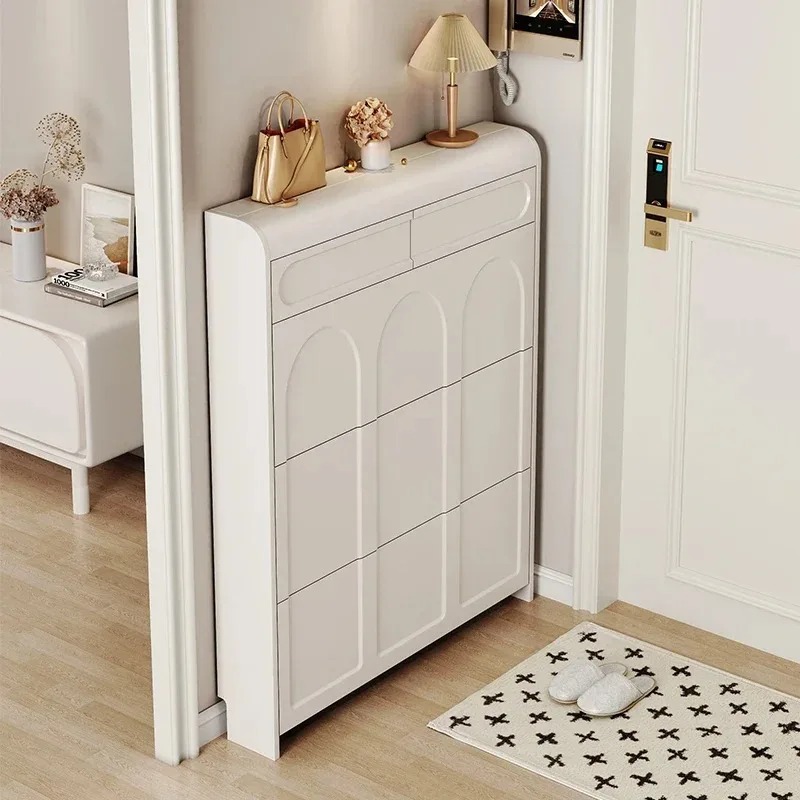 Wiloria | Modern White Wooden Shoe Cabinet – Space-Saving Organizer