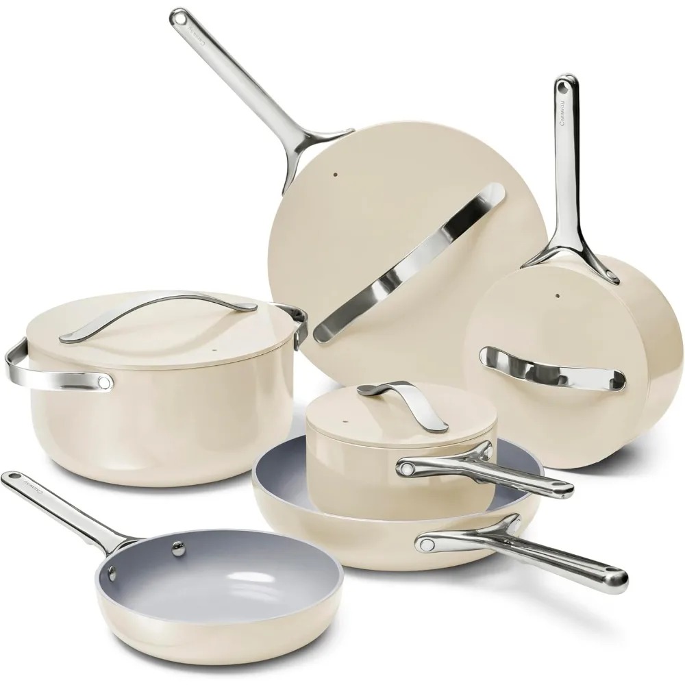Deluxe 16-Piece Nonstick Ceramic Cookware Set | Pots, Frying Pans, Lids & Kitchen Storage | Wiloria