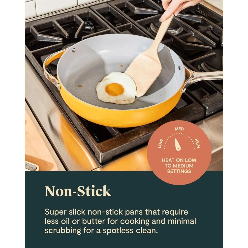 Deluxe 16-Piece Nonstick Ceramic Cookware Set | Pots, Frying Pans, Lids & Kitchen Storage | Wiloria