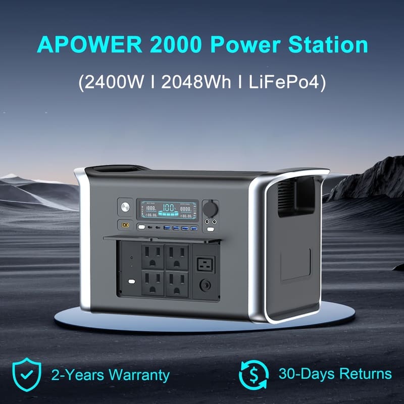 UAPOW 2400W Portable Power Station – 2048Wh LiFePO4 Solar Generator | Fast Charge Backup Power for Camping, RV & Home |Wiloria