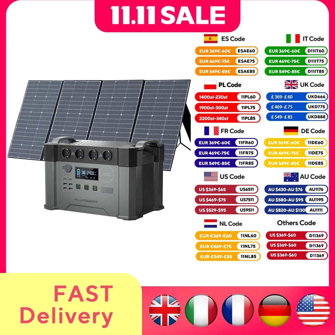 ALLPOWERS S2000 Pro Solar Generator 2400W – 1451Wh Portable Power Station with 400W Solar Panel for Home & RV |Wiloria