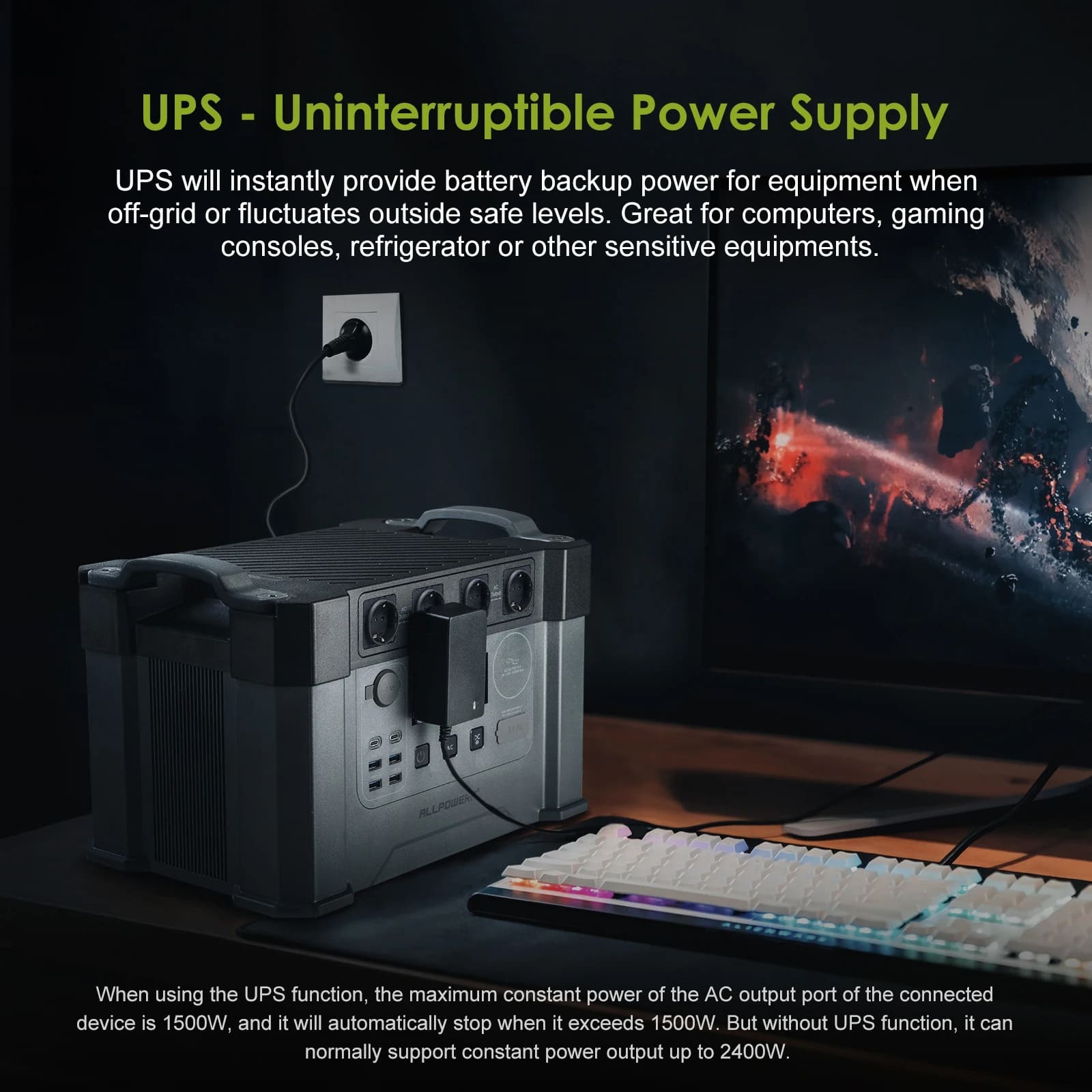 ALLPOWERS S2000 Pro Solar Generator 2400W – 1451Wh Portable Power Station with 400W Solar Panel for Home & RV |Wiloria - Image 7